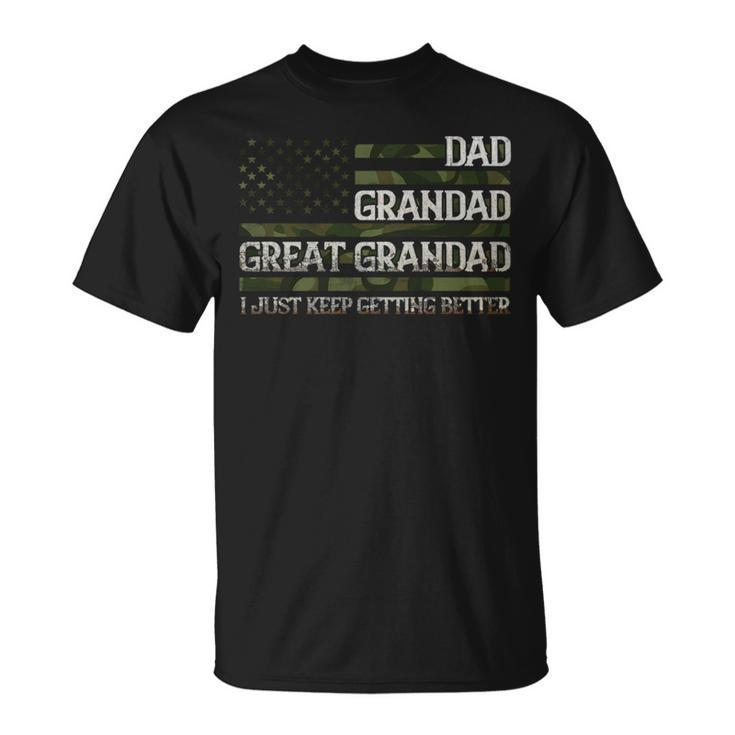 Vintage Dad Grandad Great Grandad With Us Flag Fathers Day   Funny Gifts For Dad Unisex T-Shirt
