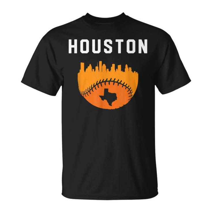 Vintage Houston Texas Cityscape Baseball Graphic  Unisex T-Shirt