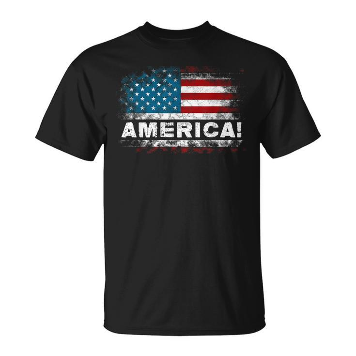 Vintage Merica 4Th Of July Usa Flag Patriotic American Mens Unisex T-Shirt