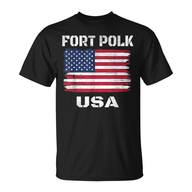 Vintage Patriotic Usa Flag Us Army Fort Polk  Unisex T-Shirt