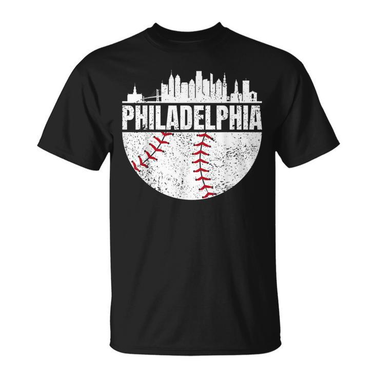 Vintage Philadelphia Skyline Baseball Retro Cityscap T-Shirt