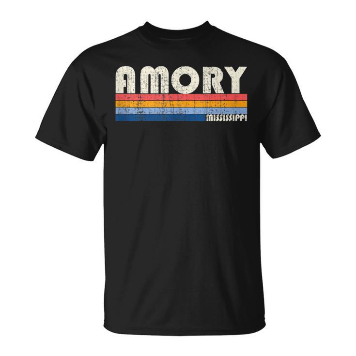 Vintage Retro 70S 80S Style Hometown Of Amory Ms T-Shirt