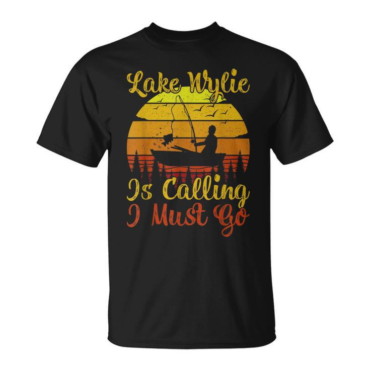 Vintage Retro Lake Wylie Is Calling I Must Go Fishing T-Shirt