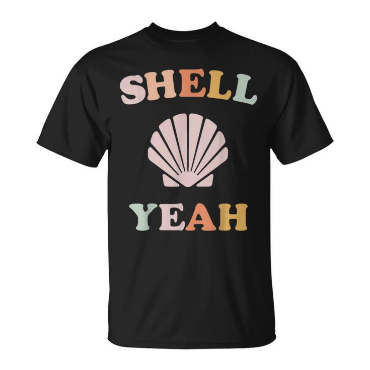 Vintage Retro Shell Yeah Beach Tropical Vacation Gifts  Vacation Funny Gifts Unisex T-Shirt