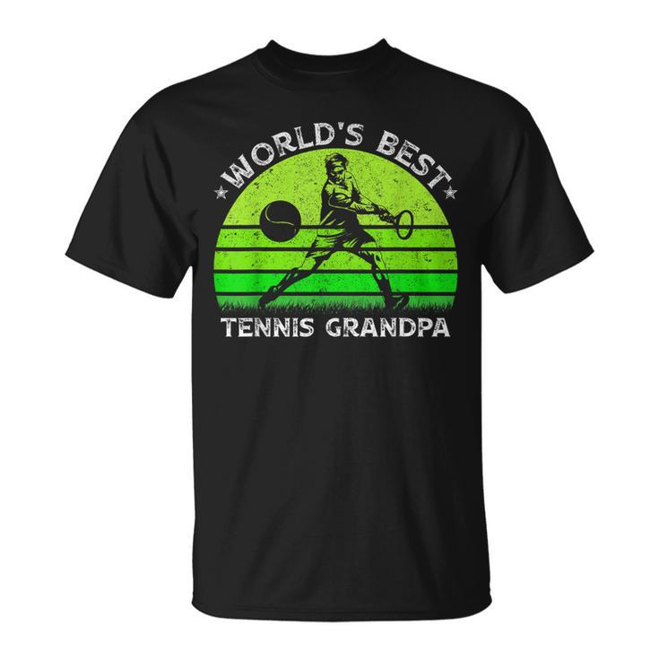 Vintage Retro Worlds Best Tennis Grandpa Silhouette Sunset  Unisex T-Shirt