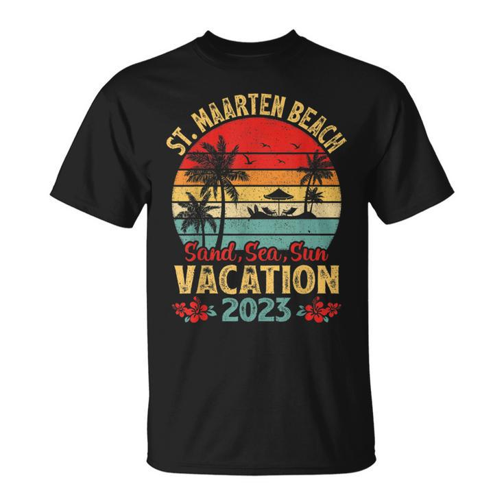 Vintage Sand Sea Sun Vacation 2023 St Maarten Beach  Unisex T-Shirt