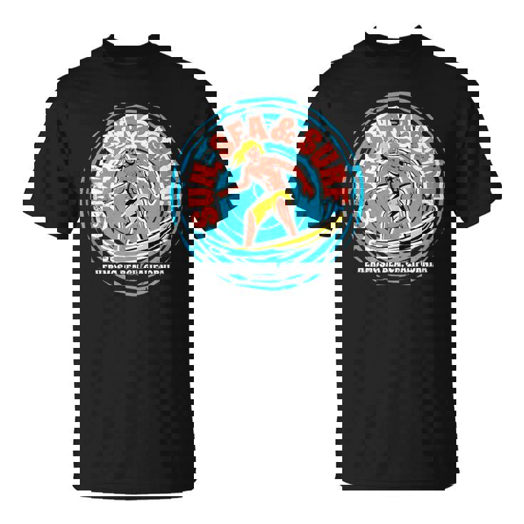 Vintage Sun Sea Surf Hermosa Beach California Retro Surfing T-Shirt