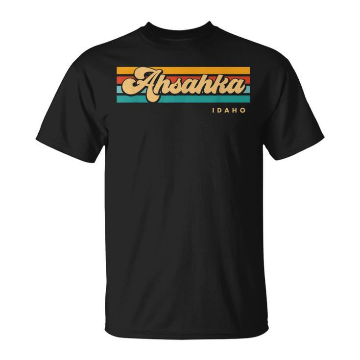 Vintage Sunset Stripes Ahsahka Idaho T-Shirt