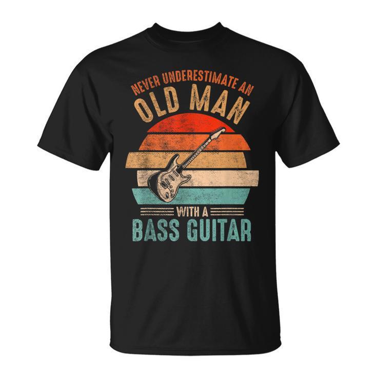 Vintage Never Underestimate An Old Man With A Bass Guitar T-Shirt
