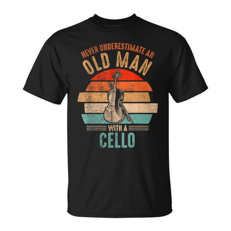 Vintage Never Underestimate An Old Man With A Cello T-Shirt