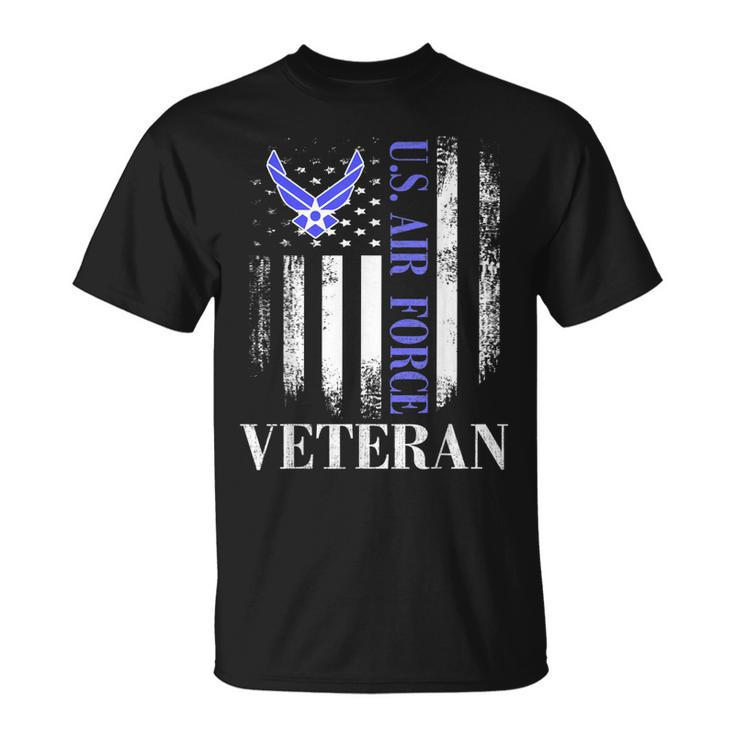 Vintage Us Air Force Veteran With American Flag  Unisex T-Shirt