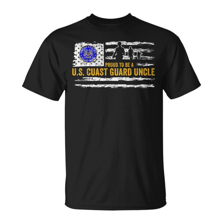Vintage Usa American Flag Proud To Be A Us Coast Guard Uncle Funny Gifts For Uncle Unisex T-Shirt