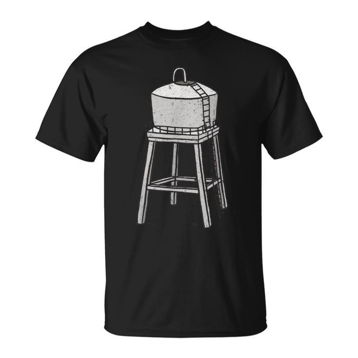 Vintage Water Tower Tank Supply Engineer Reservoir Water T-Shirt