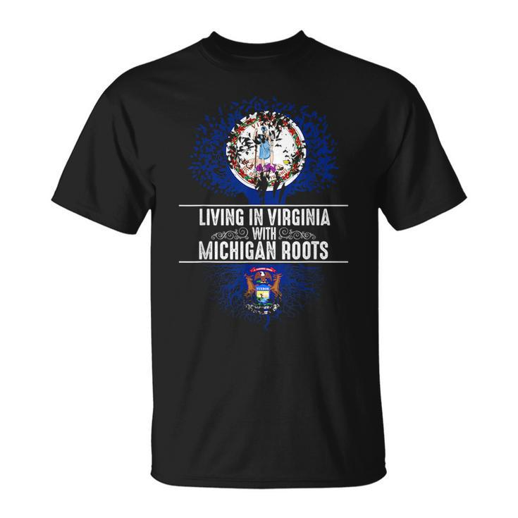 Virginia Home Michigan Roots State Tree Flag Love Gift  Unisex T-Shirt