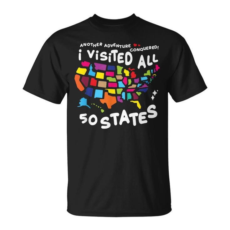 I Visited All 50 States Us Map Travel Challenge T-Shirt