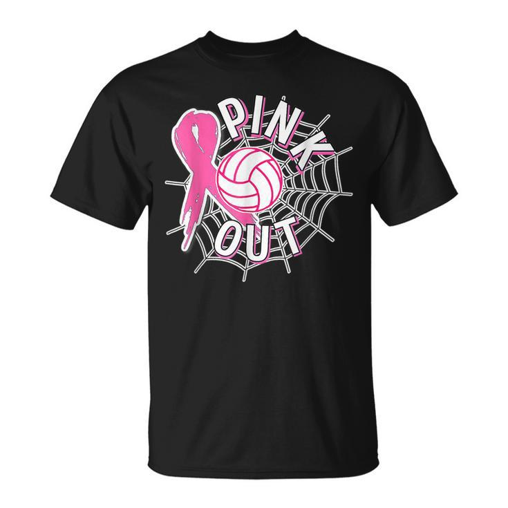 Volleyball Pink Out Pink Ribbon Breast Cancer Awareness T-Shirt