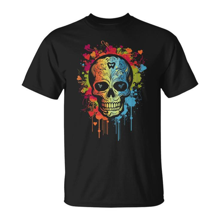 Watercolor Skull  Graphic Color Skull  Halloween  Unisex T-Shirt