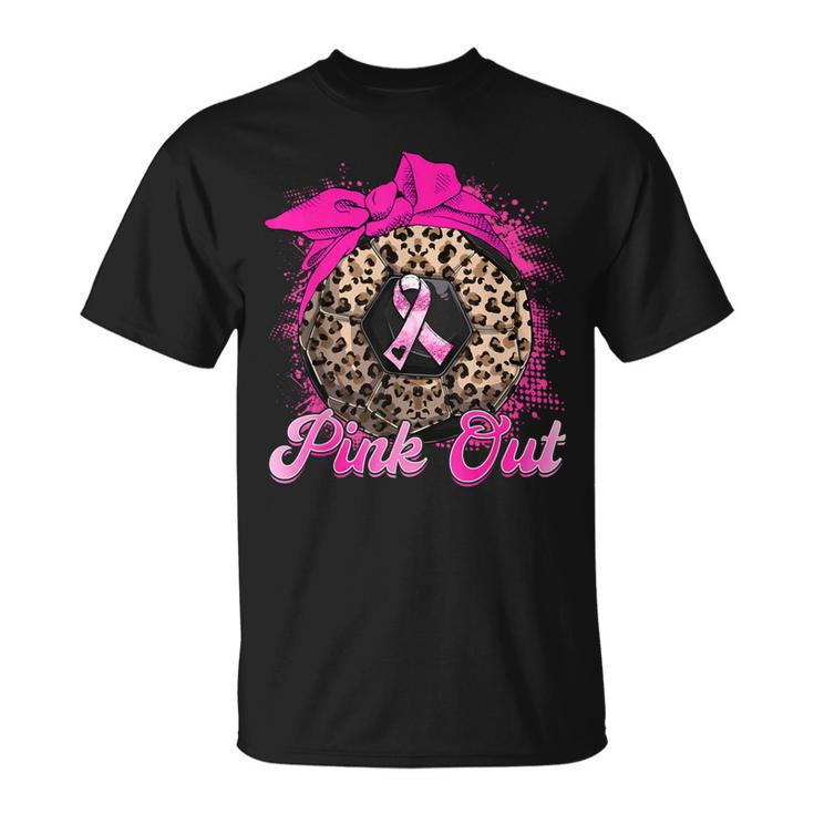 Wear Pink Out Soccer Ribbon Leopard Breast Cancer Awareness T-Shirt