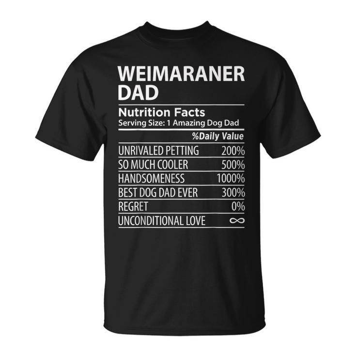 Weimaraner Dad Nutrition Facts Funny Weimaraner Dog Owner  Unisex T-Shirt