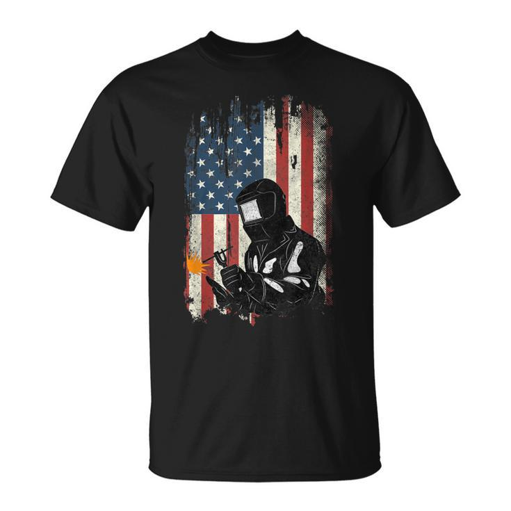 Welder American Flag  Welding Usa Patriotic Father Gift  Unisex T-Shirt