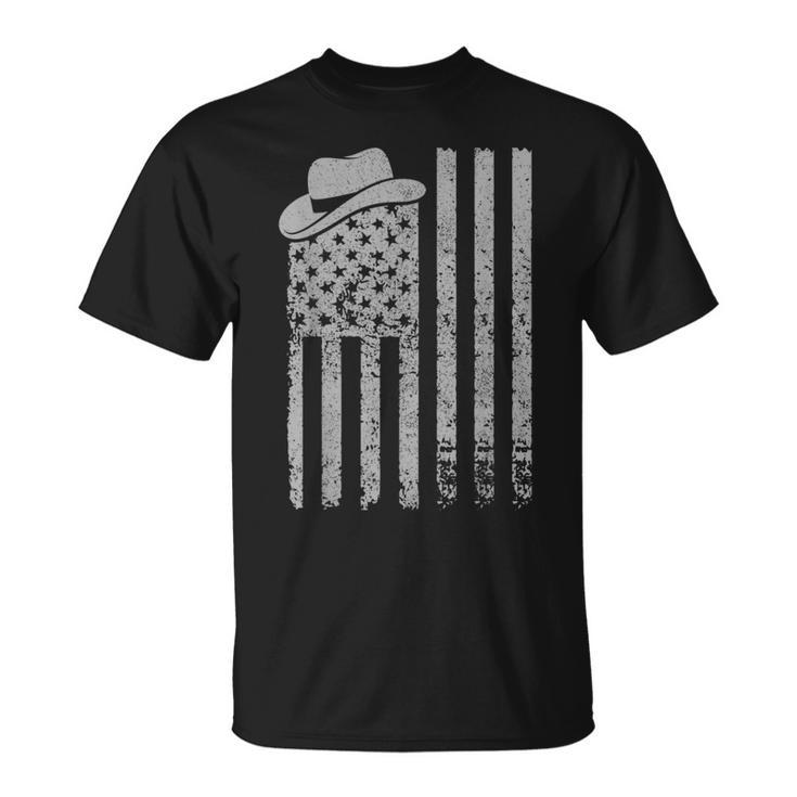 Western American Us Flag Patriotic Cowboy Men Boys Kids Usa Patriotic Funny Gifts Unisex T-Shirt