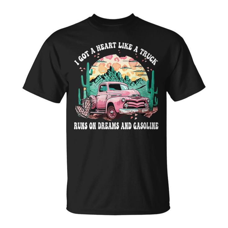 Western Sunset I Got A Heart Like A Truck Cowgirl Cowboy Gift For Womens Unisex T-Shirt