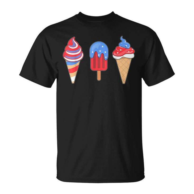 White Red Blue Ice Cream American Flag 4Th Of July  Unisex T-Shirt