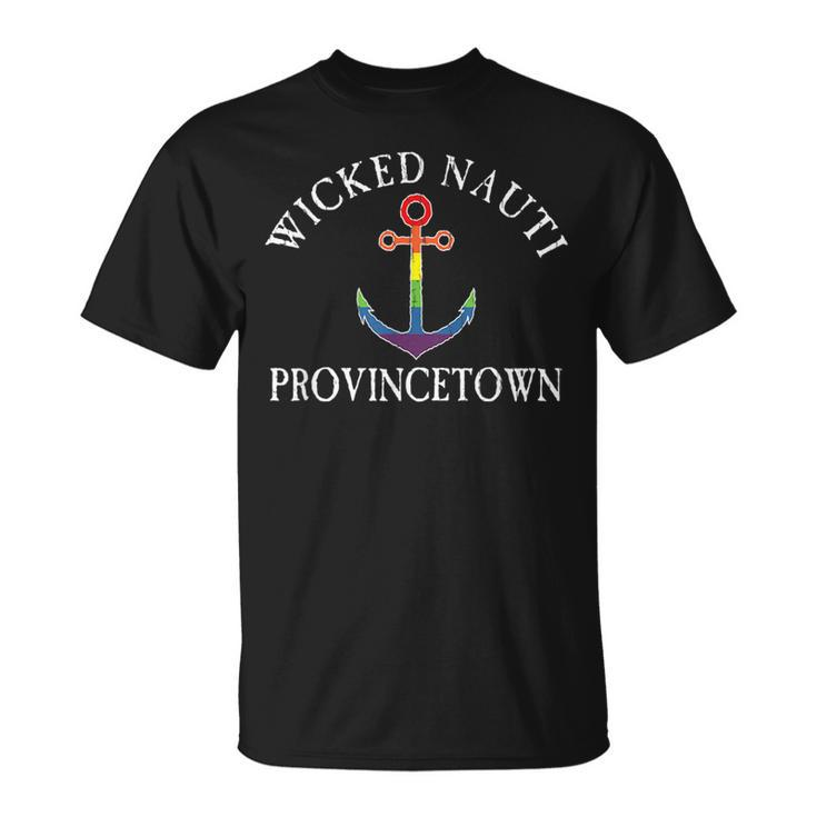 Wicked Nauti Provincetown Lgbtq Pride Nautical Distressed  Unisex T-Shirt