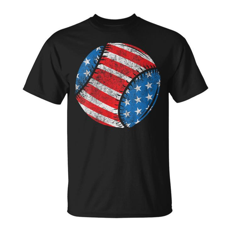 Womens Baseball American Flag 4Th Of July Kids Boys Girls Women  Unisex T-Shirt