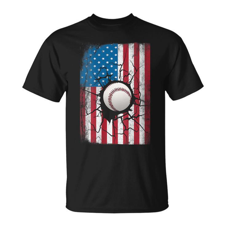 Womens Baseball July 4Th For Men Boys Patriotic American Flag Usa  Unisex T-Shirt