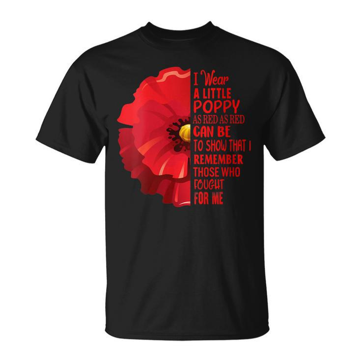 Womens Veterans Day Lest We Forget Red Poppy Flower Usa Memorial  Unisex T-Shirt