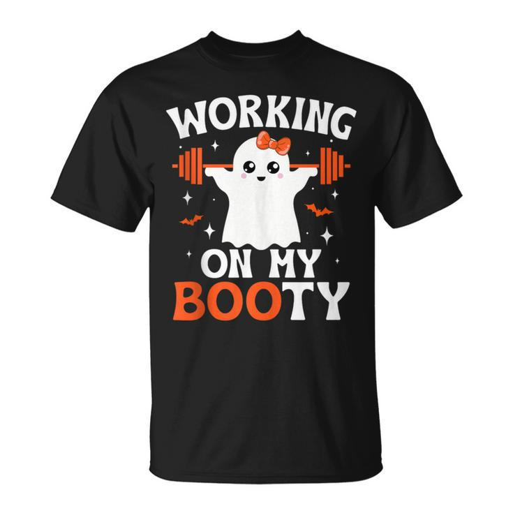 Working On My Booty Halloween Ghost Gym Workout T-Shirt