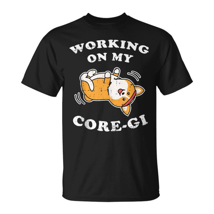 Working Core-Gi Workout Cute Black Corgi Dog Fitness T-Shirt