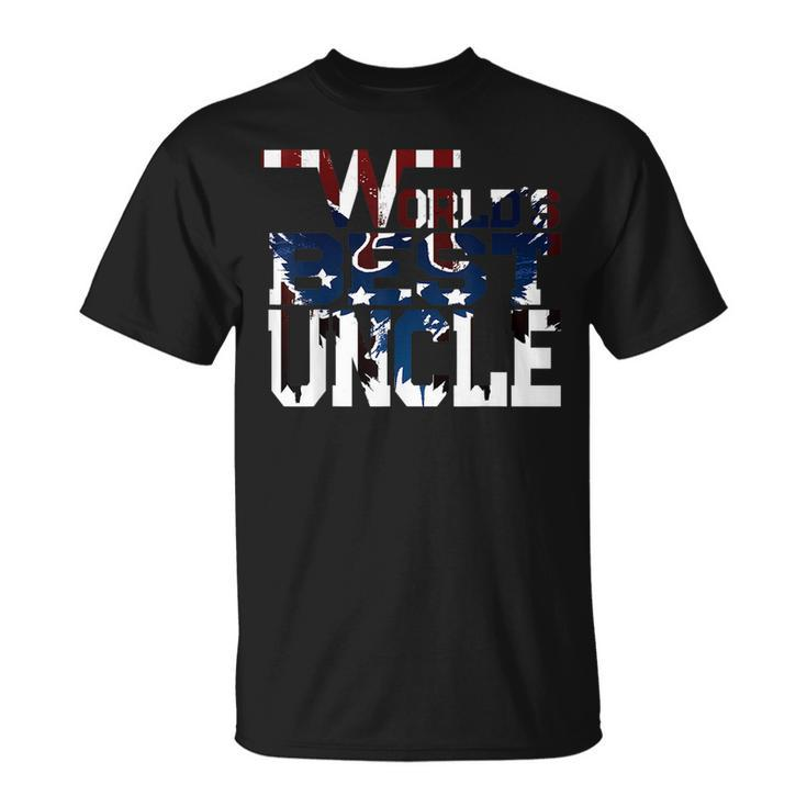 Worlds Best Uncle Eagle American Flag  Unisex T-Shirt