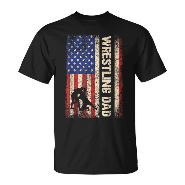 Wrestling Dad Usa American Flag Wrestle Men Fathers Day   Unisex T-Shirt