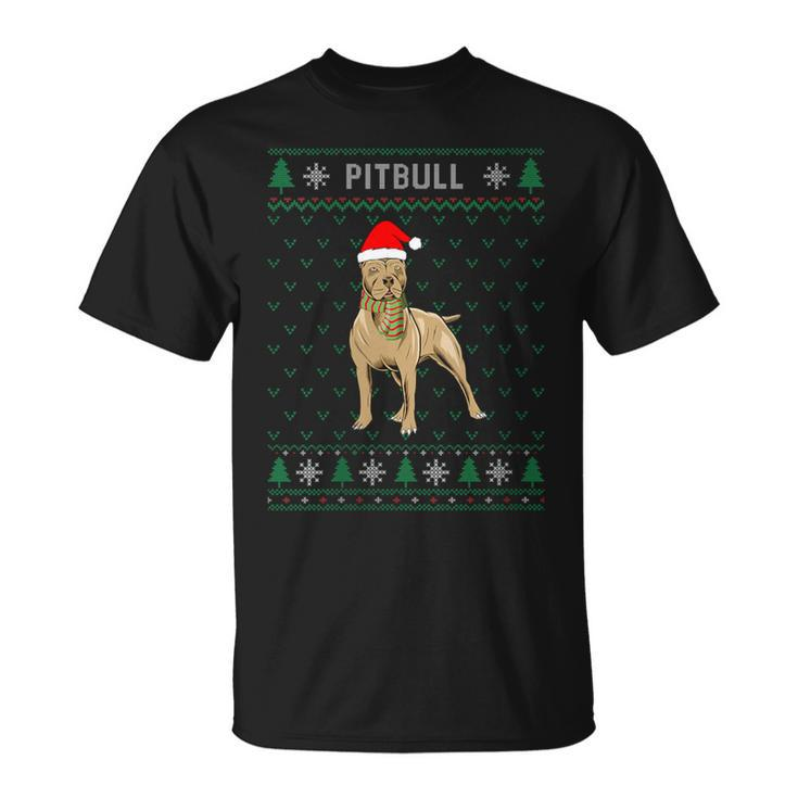 Xmas Pitbull Dog  Ugly Christmas Sweater Party T-Shirt