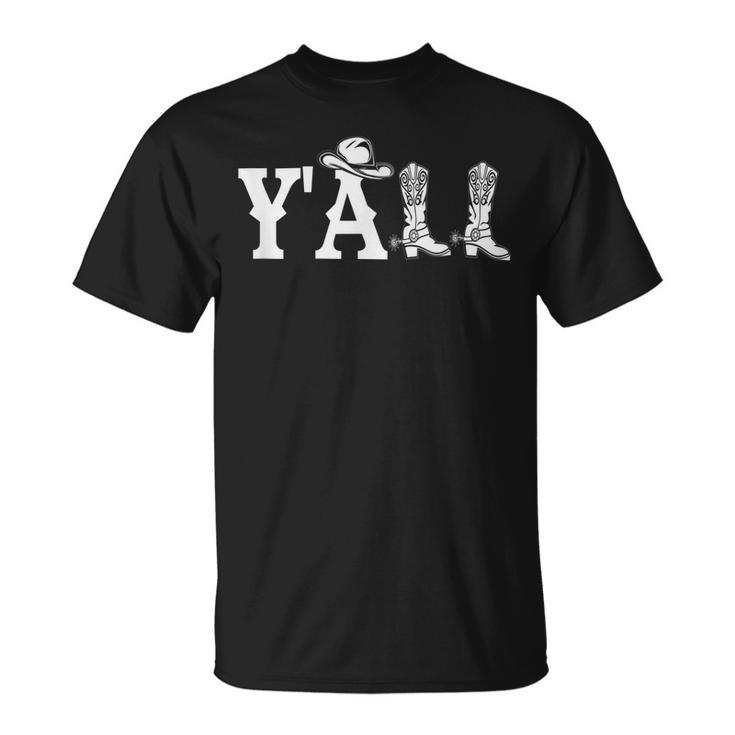 Yall Texas  With Southern Hat And Boots Spurs  Unisex T-Shirt