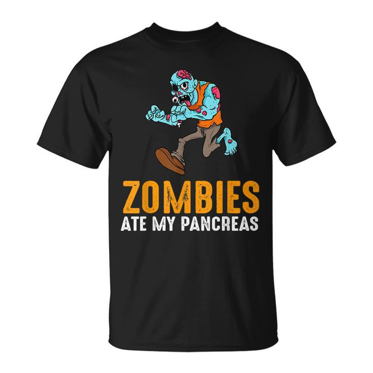 Zombie Ate My Pancreas T1d Awareness Halloween Boys Girls Halloween T-Shirt