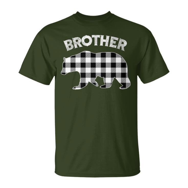 Black And White Buffalo Plaid Brother Bear Christmas Pajama T-Shirt