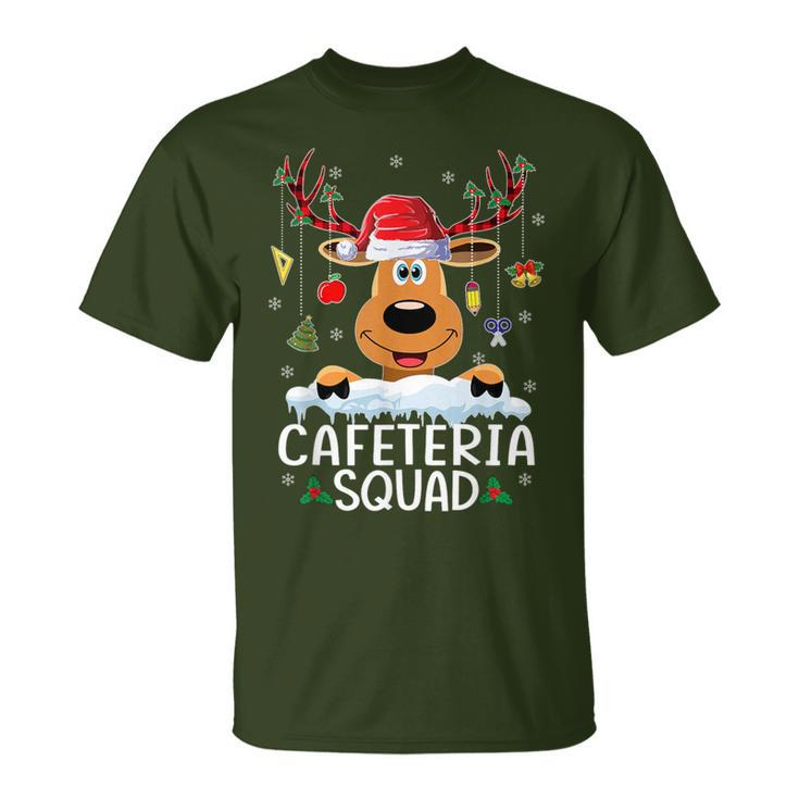 Cafeteria Squad Reindeer Santa Hat Christmas Family T-Shirt