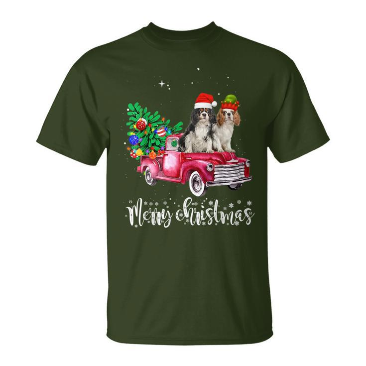 Cavalier King Charles Spaniel Christmas Ride Red Truck T-Shirt