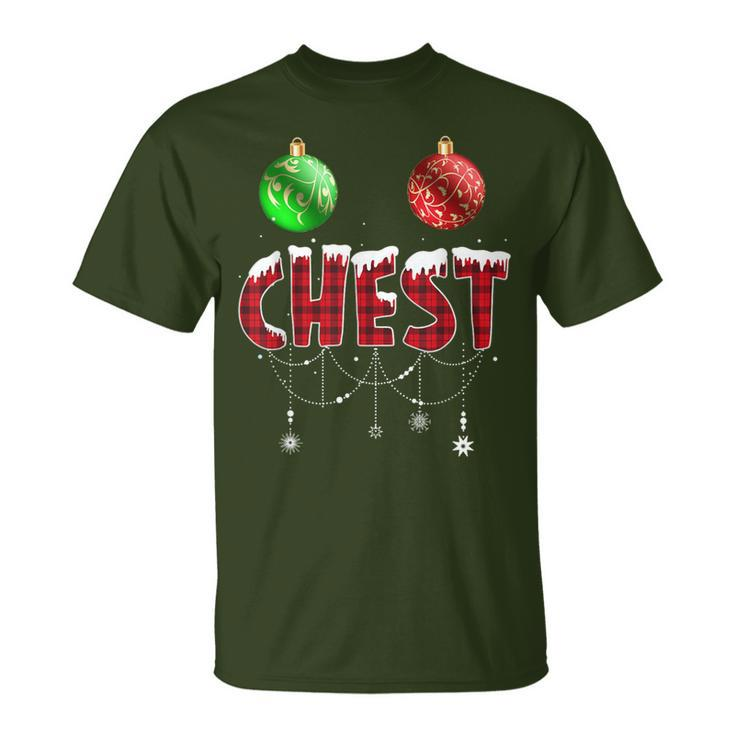 Chest Nuts Christmas Red Plaid Matching Couple Chestnuts T-Shirt
