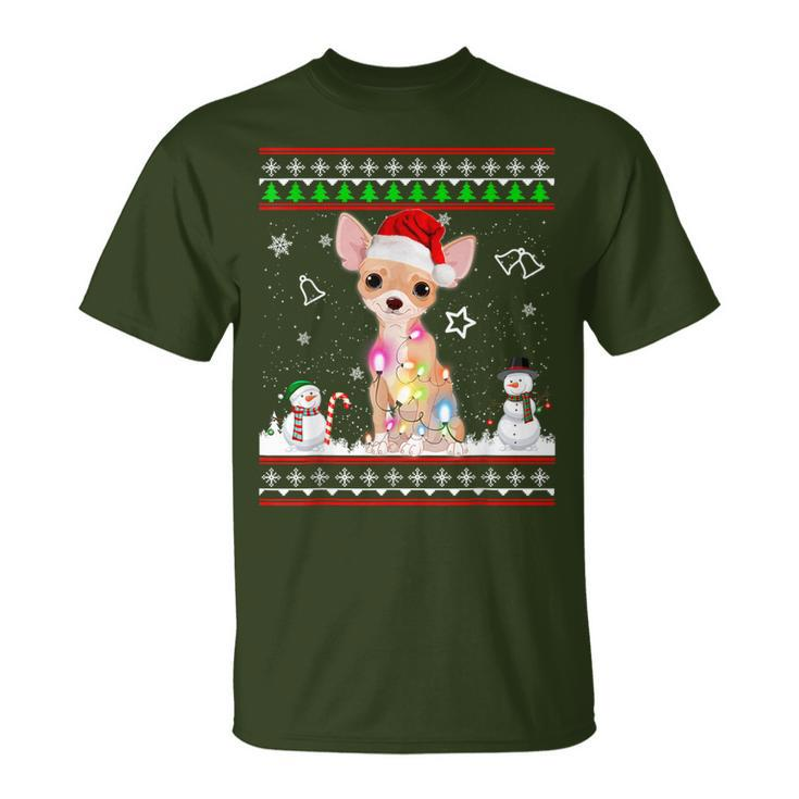 Chihuahua Christmas Dog Light Ugly Sweater Short Sleeve T-Shirt