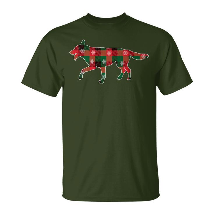 Christmas Dog Czechoslovakian Wolfdog Buffalo Plaid Family T-Shirt