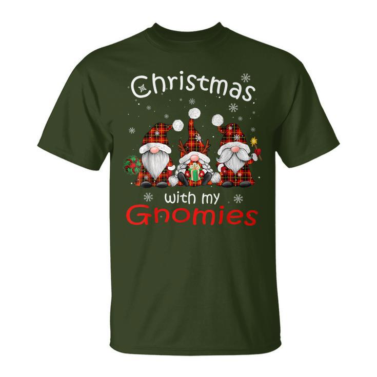 Christmas With My Gnomies Buffalo Red Plaid Gnome For Family T-Shirt