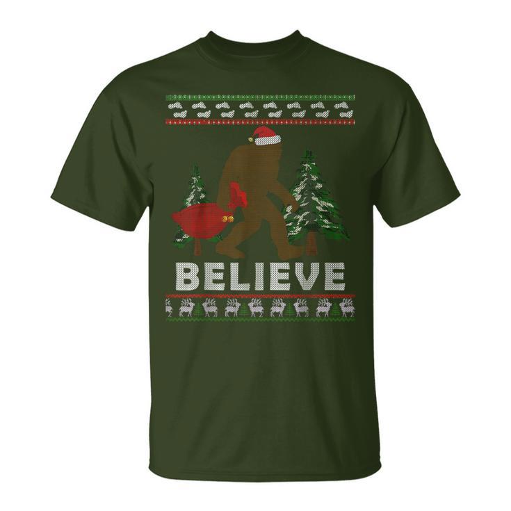 Christmas Sasquatch Santa Bigfoot Believe Yeti Xmas T-Shirt