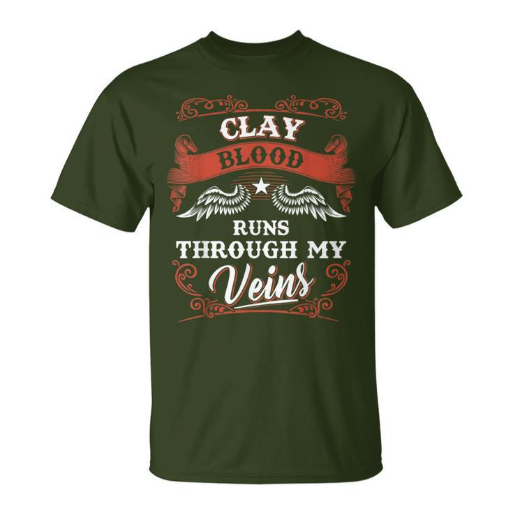 Clay Blood Runs Through My Veins Family Christmas T-Shirt