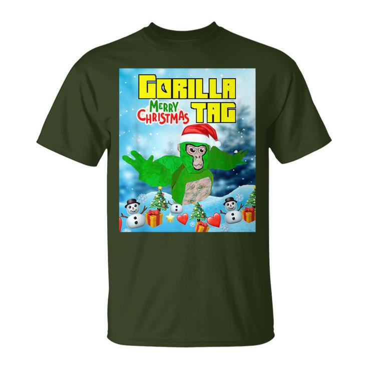 Cute Gorilla Tag Monke Vr Gamer Holidays Christmas Day T-Shirt
