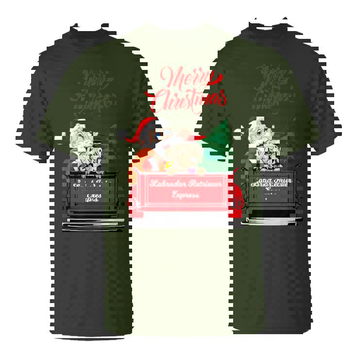 Dog Labrador Retriever With Santa Claus In Red Truck T-Shirt