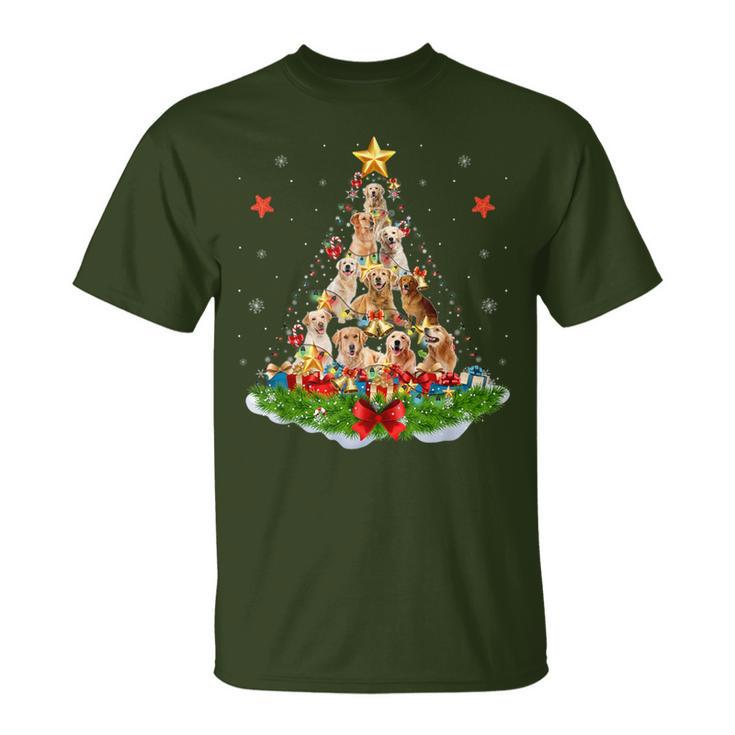 Dog Lover Golden Retriever Christmas Tree Xmas Party T-Shirt